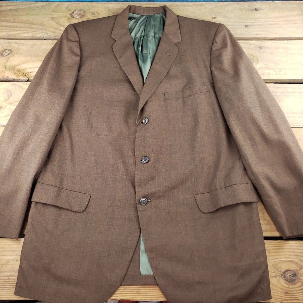 Vintage Worsted Tex Snellingburg Brown Sports Coat Mens Slim Medium 40s 50s 60s